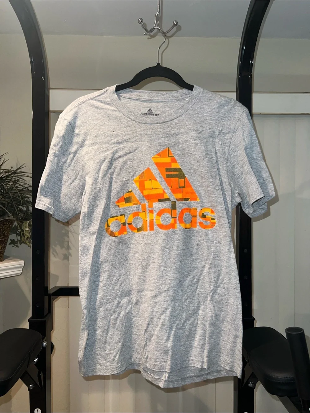 adidas Heather Gray T-Shirt with Orange Logo